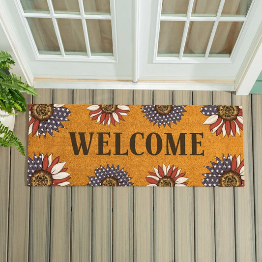 American Classic Patriotic Sunflower, Coir Mat, 60"x24" | Plow & Hearth