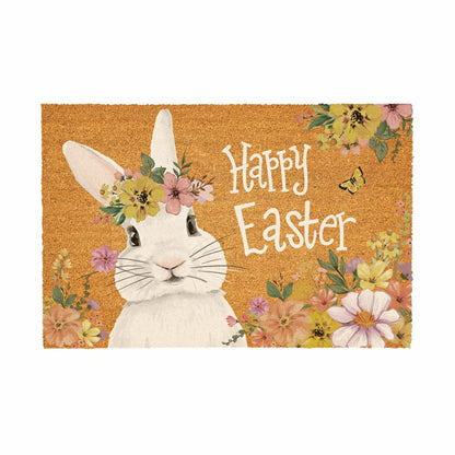 Bunny Blooms Floral Bunny, Coir Mat 36"x24" | Plow & Hearth