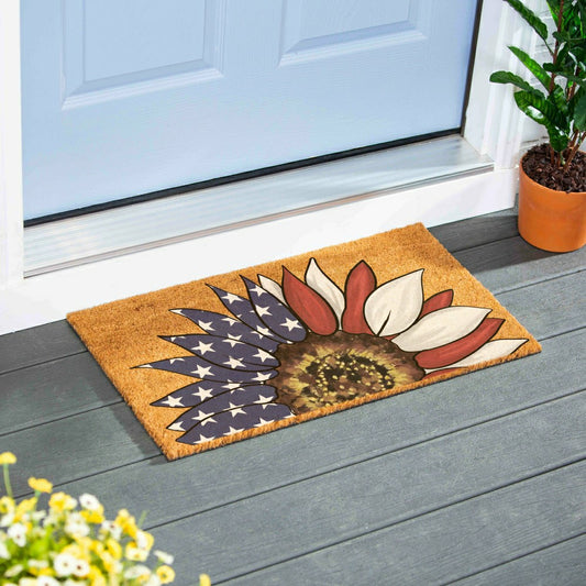 American Classic Patriotic Sunflower, Coir Mat 28"x16" | Plow & Hearth