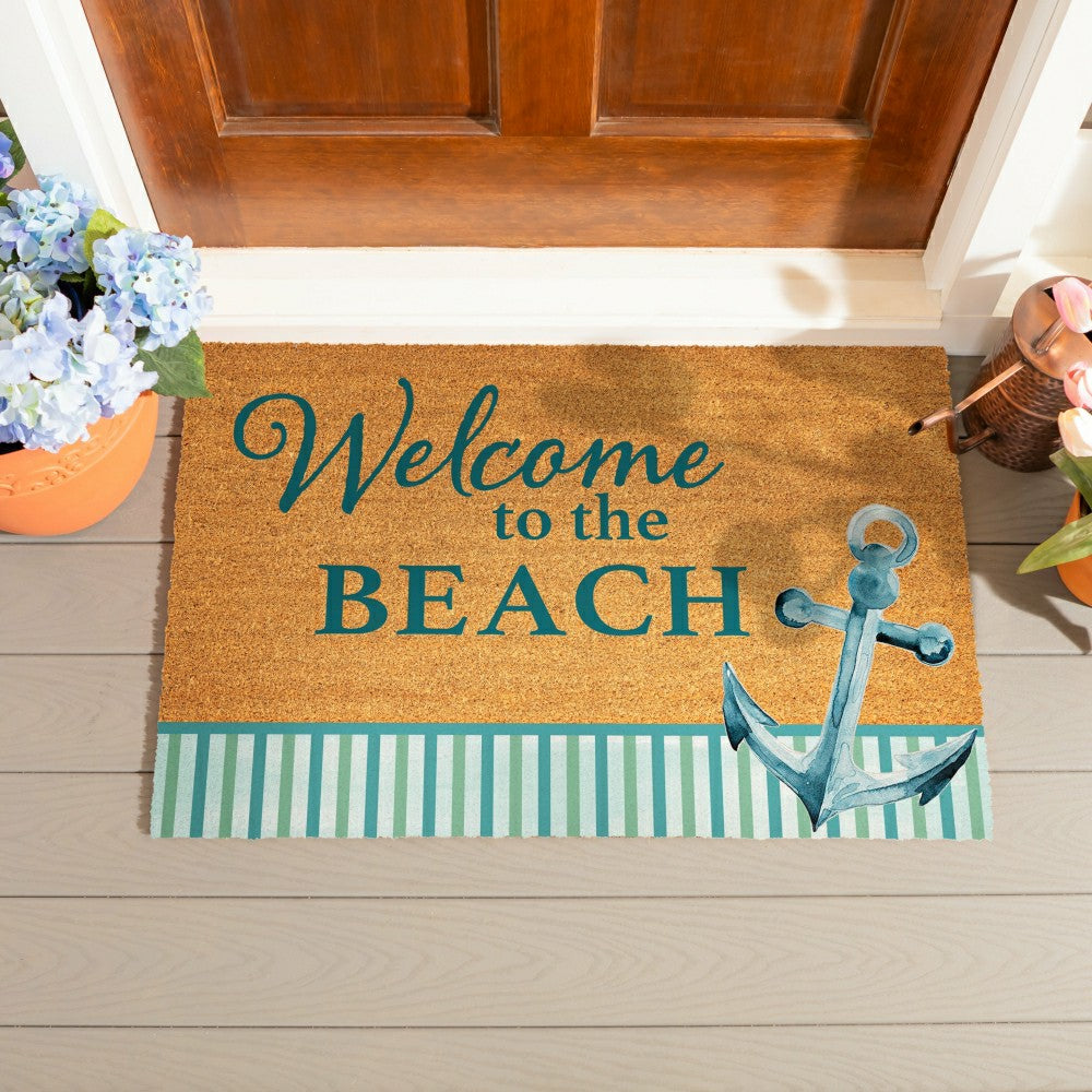 Blue Coastal Beach, Coir Mat 36"x24" | Plow & Hearth
