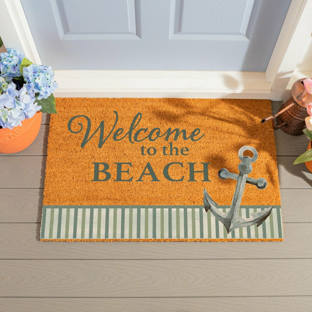 Blue Coastal Beach, Coir Mat 36"x24" | Plow & Hearth