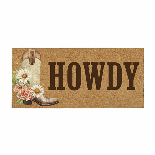 Petal & Plow Floral Boots, Flocked Coir Sassafras Switch Mat 22"x10" | Plow & Hearth
