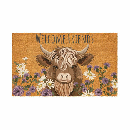 Petal & Plow Highland Cow, Coir Mat 30"x18" | Plow & Hearth