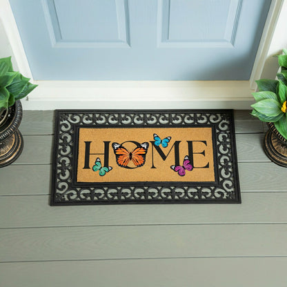 Pollinator Garden Butterfly Family, Flocked Coir Sassafras Switch Mat  | Plow & Hearth
