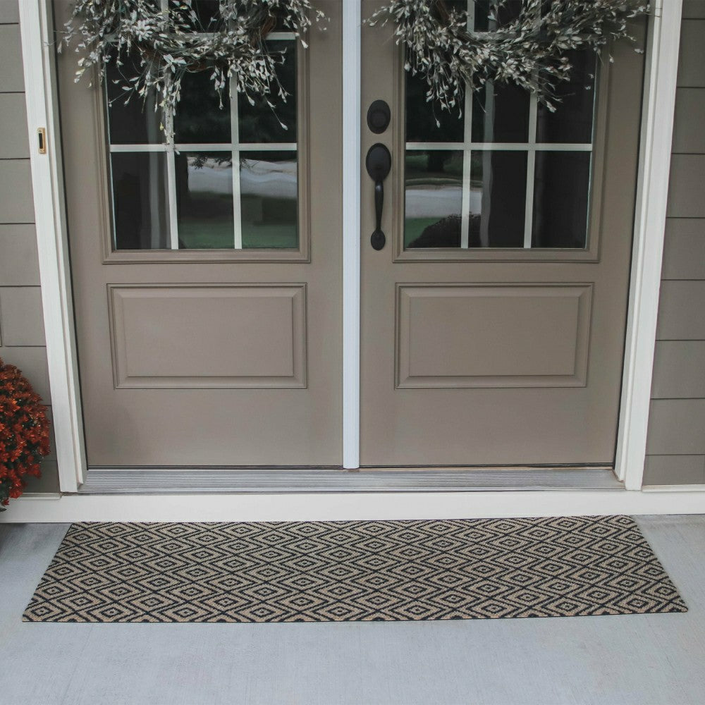 Neighburly Diamond Dot Coir Doormat, Black & Coir Double Door | Plow & Hearth