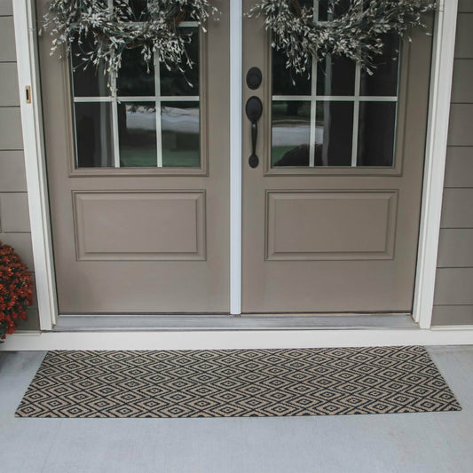 Neighburly Diamond Dot Coir Doormat, Black & Coir Double Door | Plow & Hearth