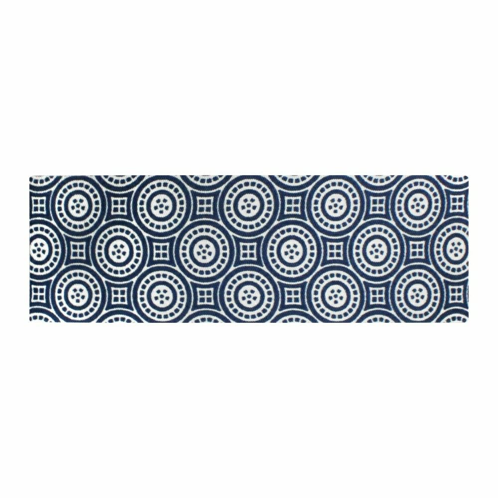Neighburly Medallions Doormat,Navy & White Double Door | Plow & Hearth