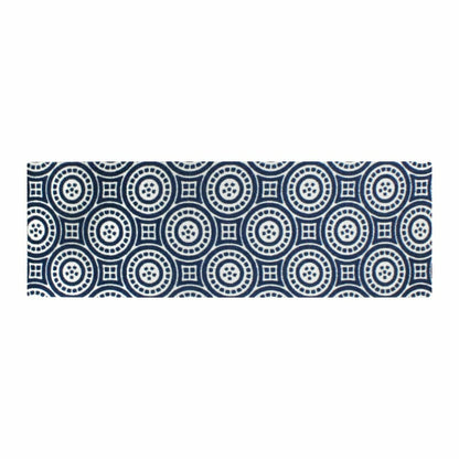 Neighburly Medallions Doormat,Navy & White Double Door | Plow & Hearth