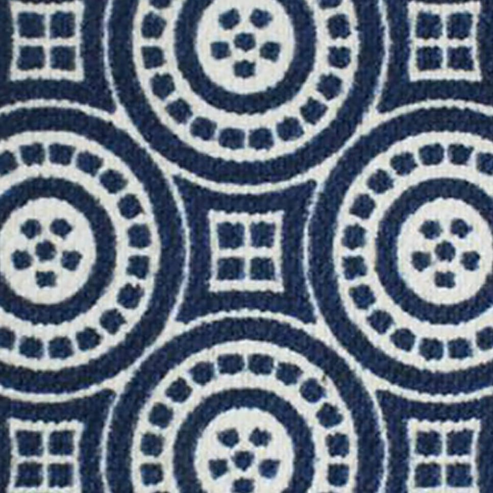 Neighburly Medallions Doormat,Navy & White Double Door | Plow & Hearth