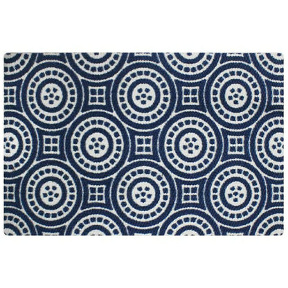 Neighburly Medallions Doormat,Navy & White Double Door | Plow & Hearth