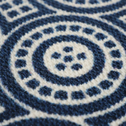 Neighburly Medallions Doormat,Navy & White Double Door | Plow & Hearth
