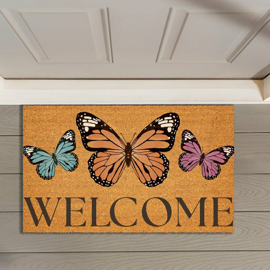Pollinator Garden Butterfly Family, Coir Mat 30"x18" | Plow & Hearth