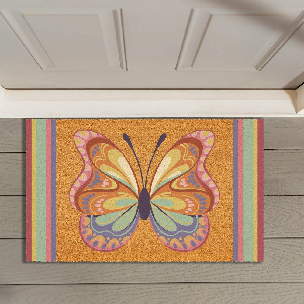 Bunny Blooms Radiant Butterfly, Coir Mat 30"x18" | Plow & Hearth