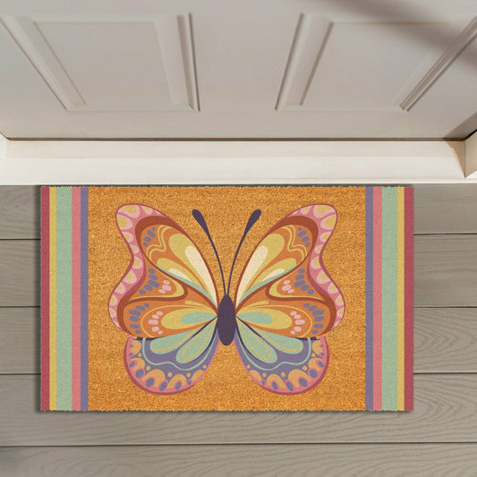 Bunny Blooms Radiant Butterfly, Coir Mat 30"x18" | Plow & Hearth