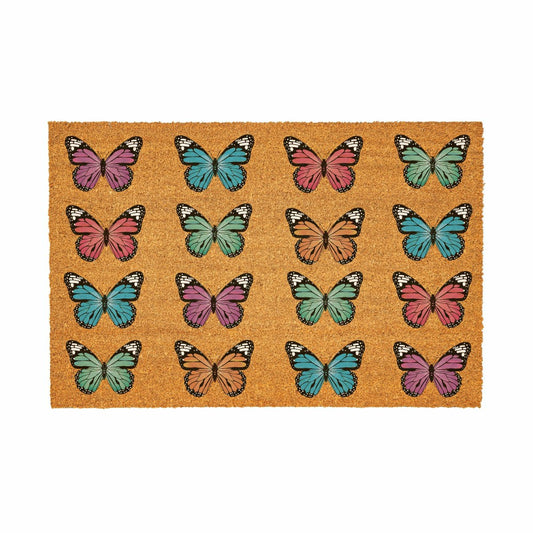 Pollinator Garden Butterfly Family Coir Mat, 36"x24" | Plow & Hearth