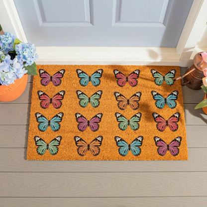 Pollinator Garden Butterfly Family Coir Mat, 36"x24" | Plow & Hearth