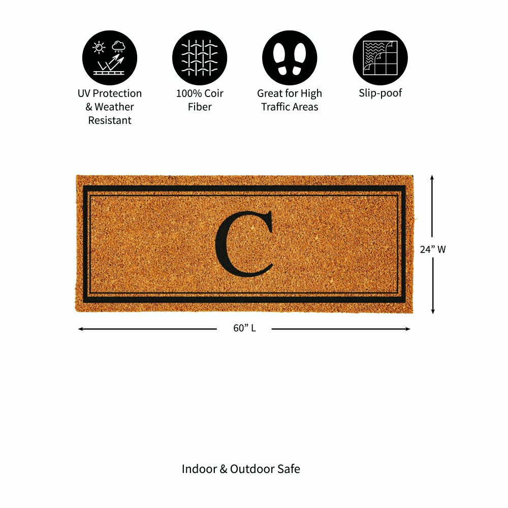 Monogram Coir Mat 60"x24", Letter C | Plow & Hearth