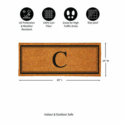 Monogram Coir Mat 60"x24", Letter C | Plow & Hearth
