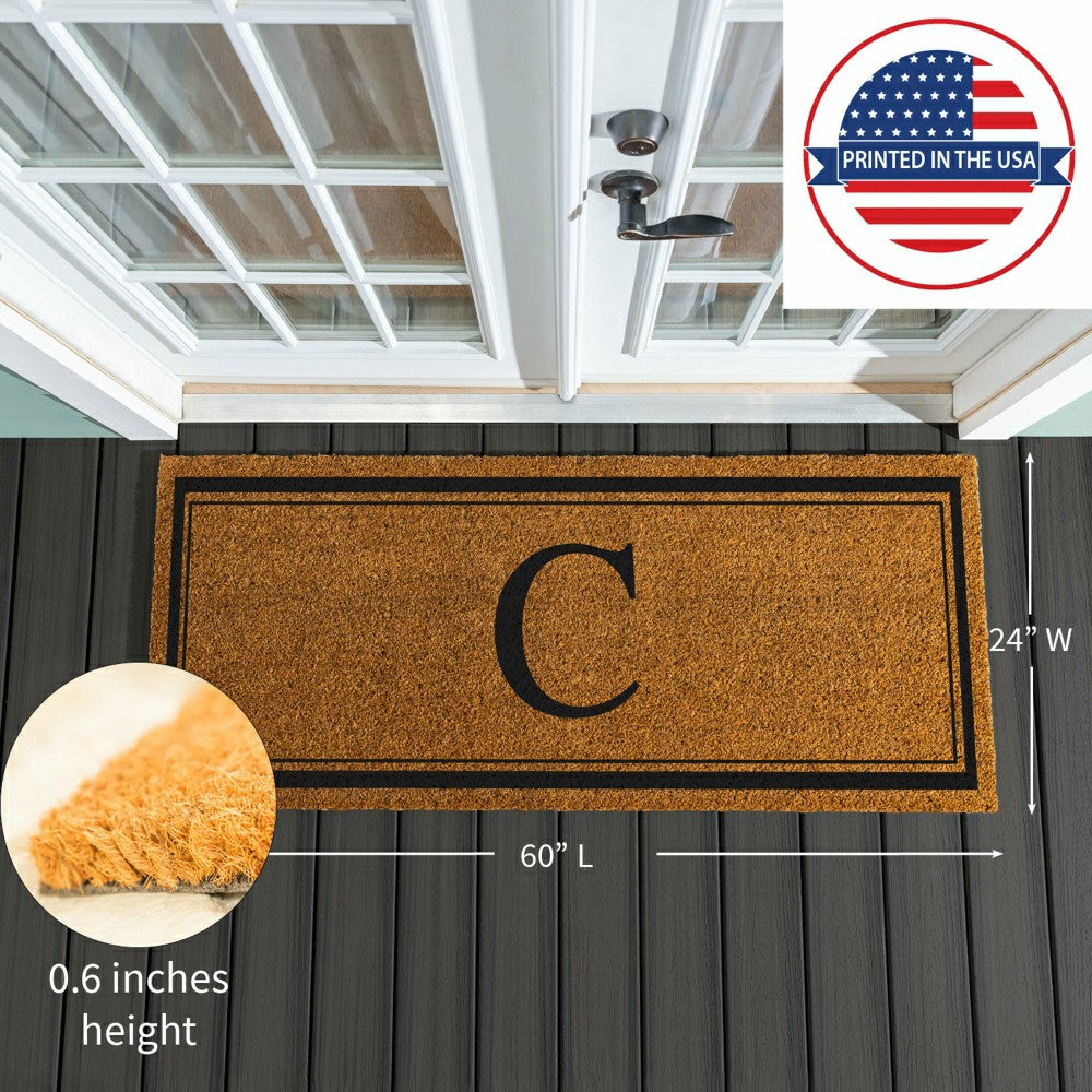 Monogram Coir Mat 60"x24", Letter C | Plow & Hearth