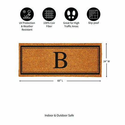 Monogram Coir Mat 60"x24", Letter B | Plow & Hearth
