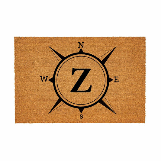 Coastal Coir Mat Compass Monogram 36x24" | Plow & Hearth