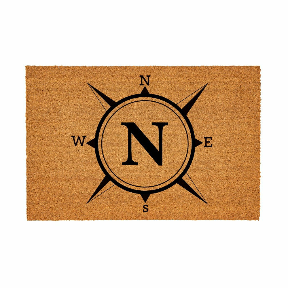 Coastal Coir Mat Compass Monogram 36x24" | Plow & Hearth