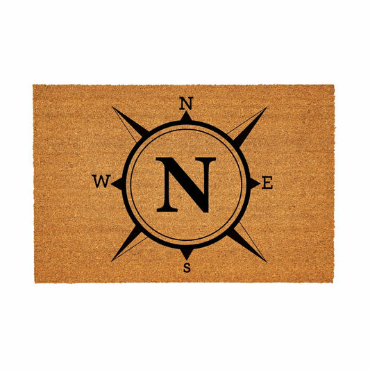 Coastal Coir Mat Compass Monogram 36x24" | Plow & Hearth