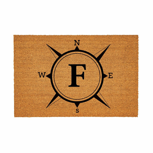 Coastal Coir Mat Compass Monogram 36x24" | Plow & Hearth
