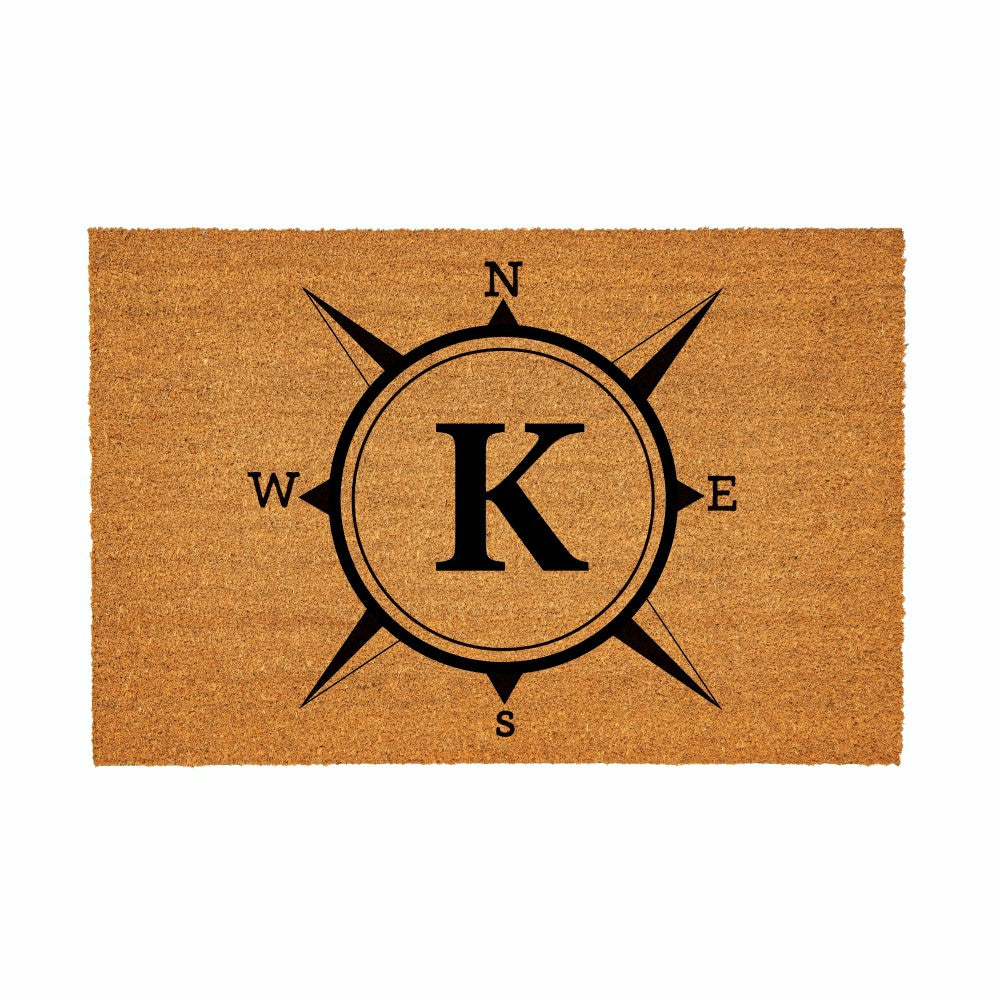 Coastal Coir Mat Compass Monogram 36x24" | Plow & Hearth