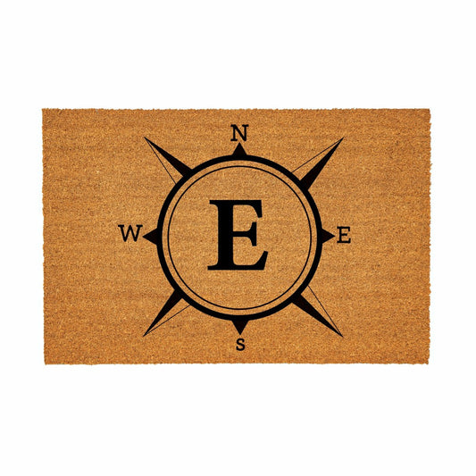 Coastal Coir Mat Compass Monogram 36x24" | Plow & Hearth