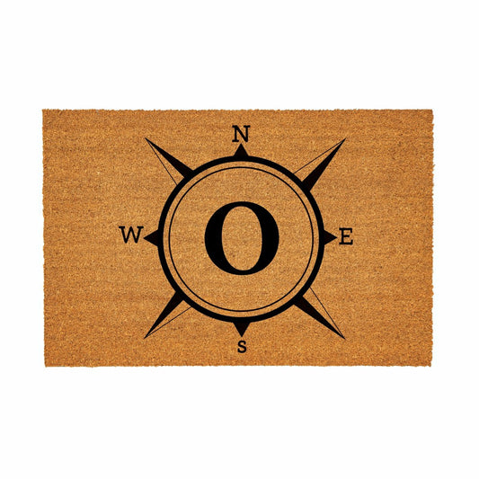 Coastal Coir Mat Compass Monogram 36x24" | Plow & Hearth