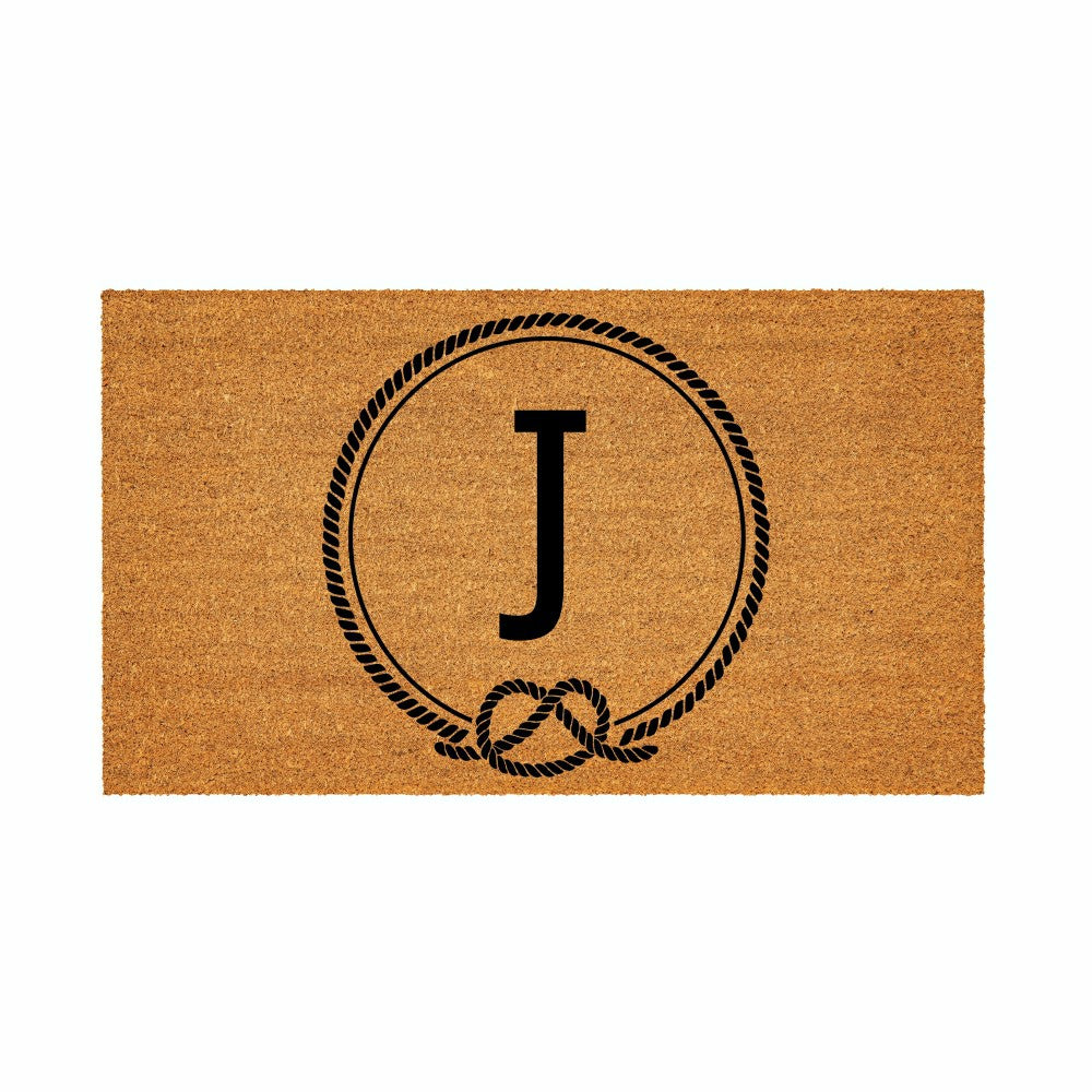 Coastal Coir Mat Nautical Monogram 28x16" | Plow & Hearth