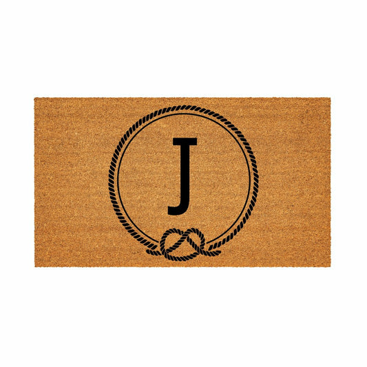 Coastal Coir Mat Nautical Monogram 28x16" | Plow & Hearth
