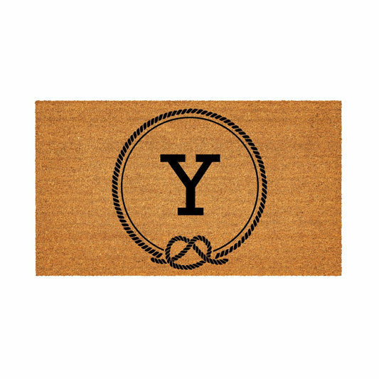 Coastal Coir Mat Nautical Monogram 28x16" | Plow & Hearth