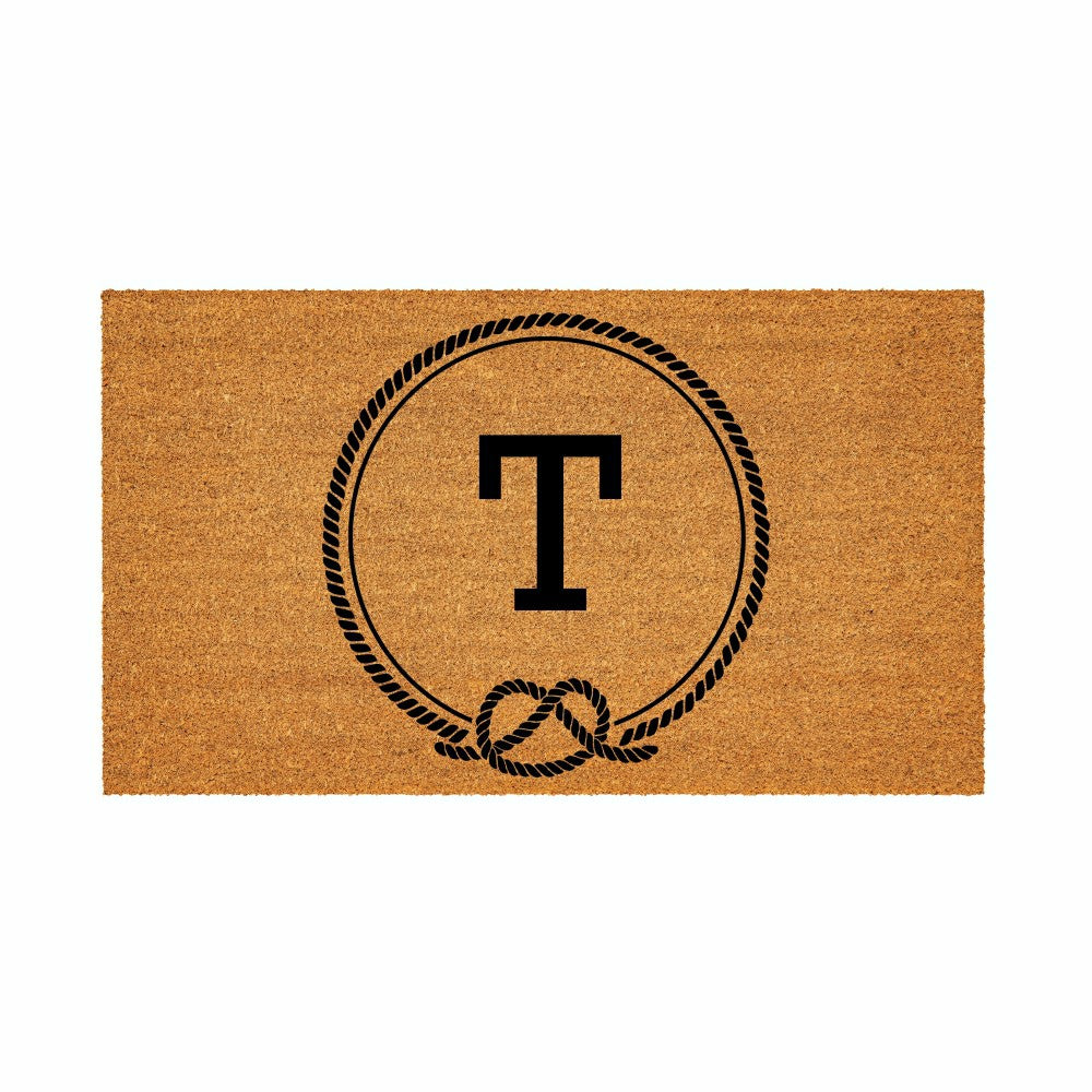 Coastal Coir Mat Nautical Monogram 28x16" | Plow & Hearth