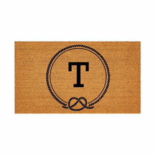 Coastal Coir Mat Nautical Monogram 28x16" | Plow & Hearth