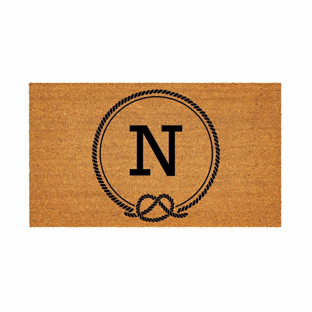 Coastal Coir Mat Nautical Monogram 28x16" | Plow & Hearth