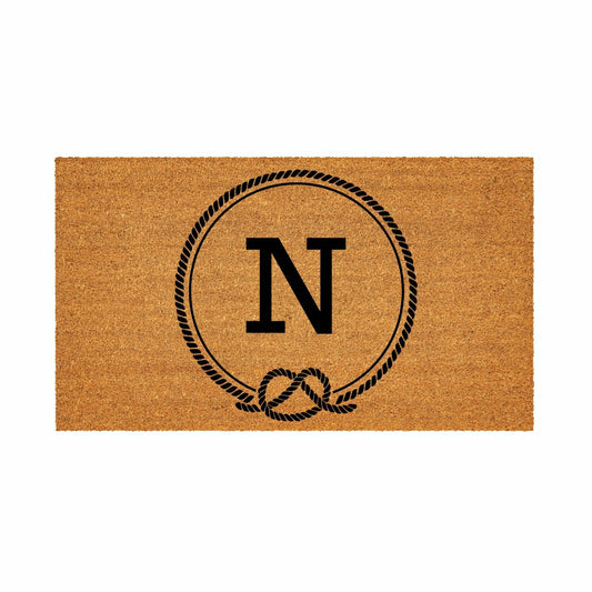 Coastal Coir Mat Nautical Monogram 28x16" | Plow & Hearth