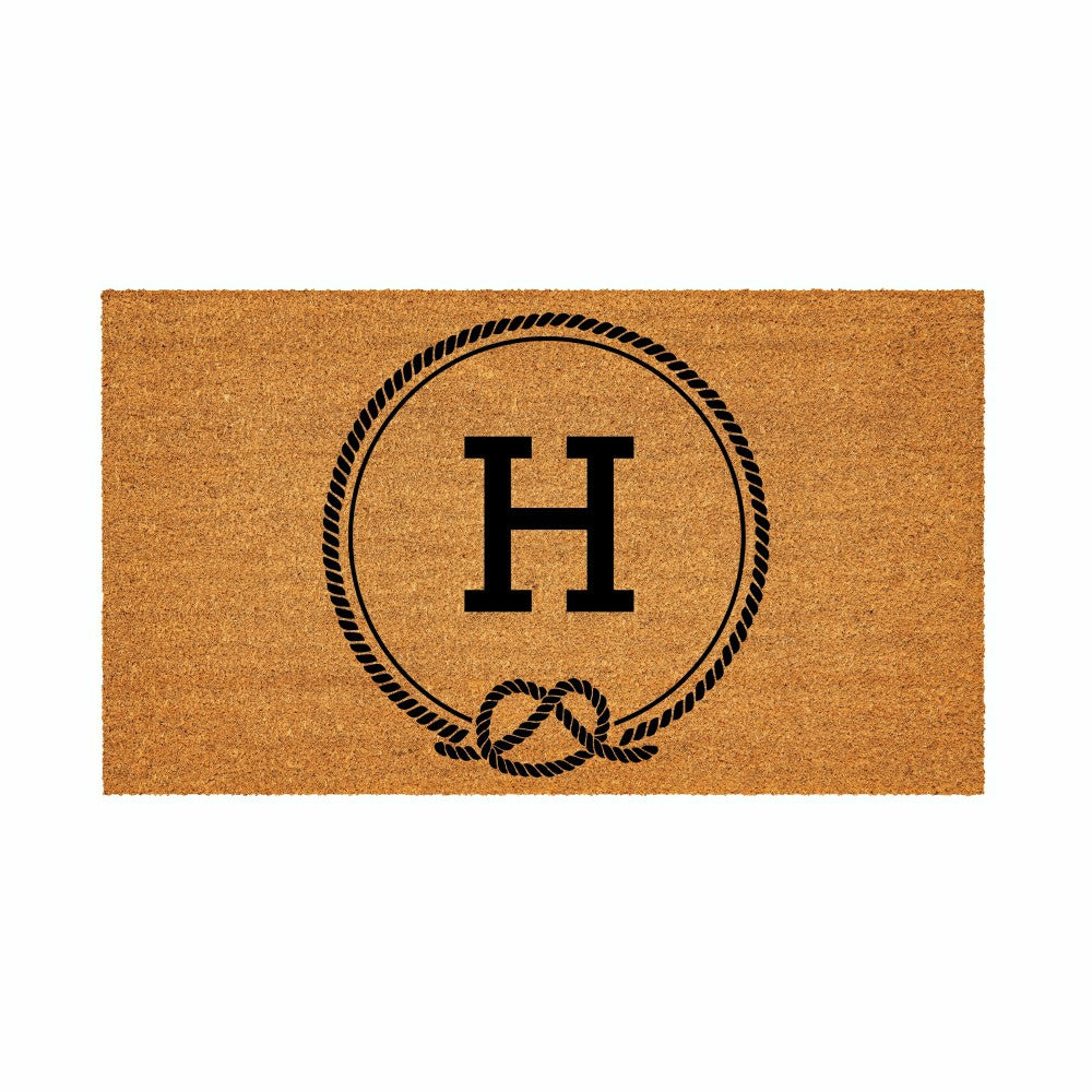 Coastal Coir Mat Nautical Monogram 28x16" | Plow & Hearth
