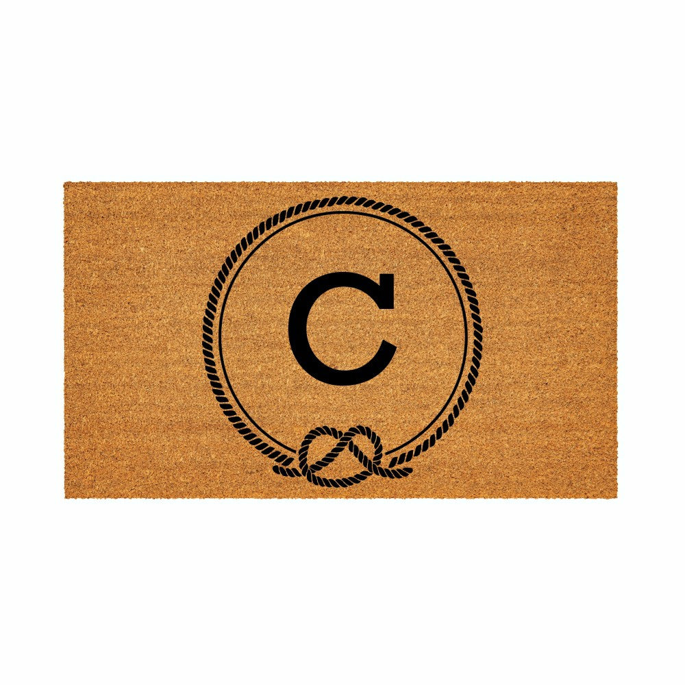 Coastal Coir Mat Nautical Monogram 28x16" | Plow & Hearth