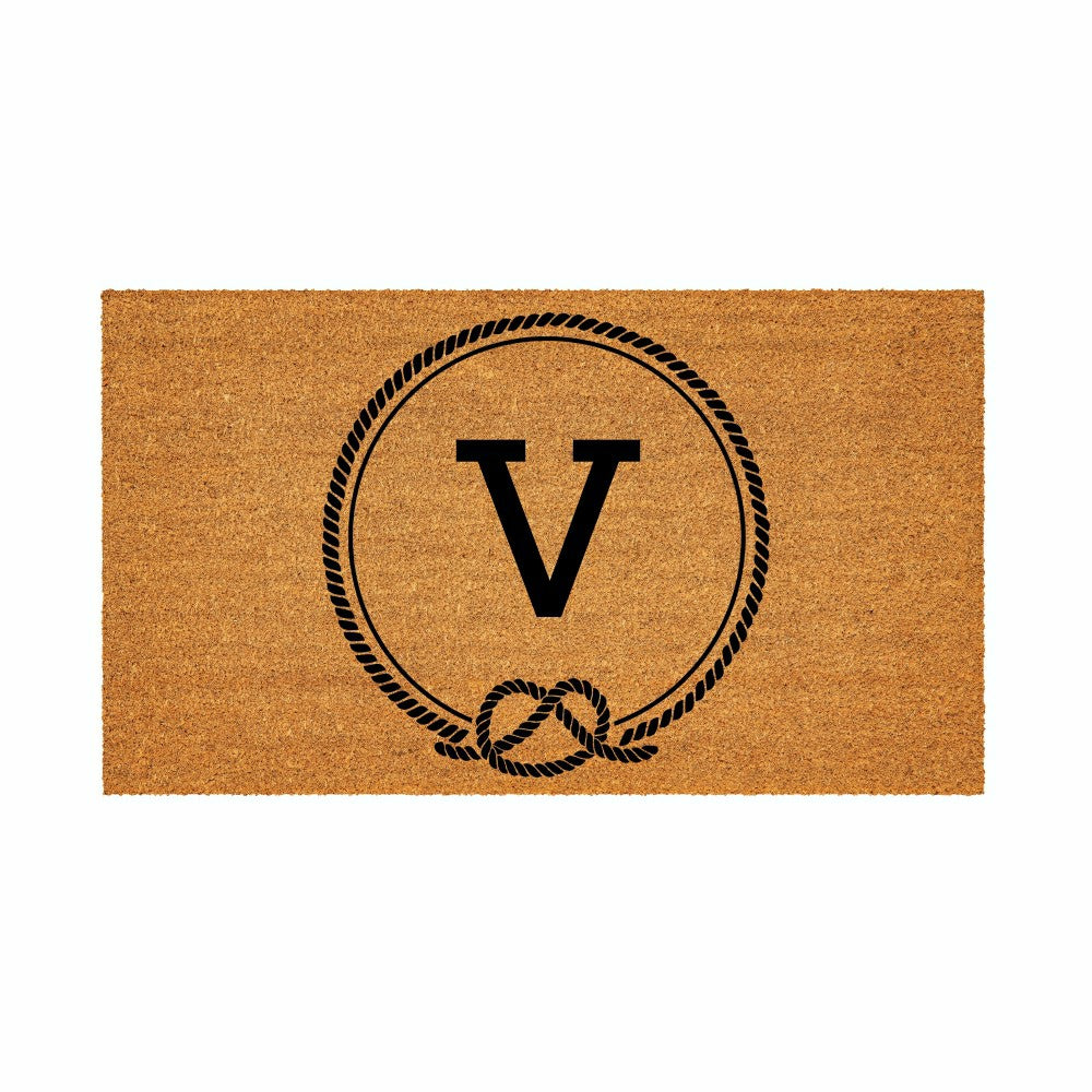 Coastal Coir Mat Nautical Monogram 28x16" | Plow & Hearth