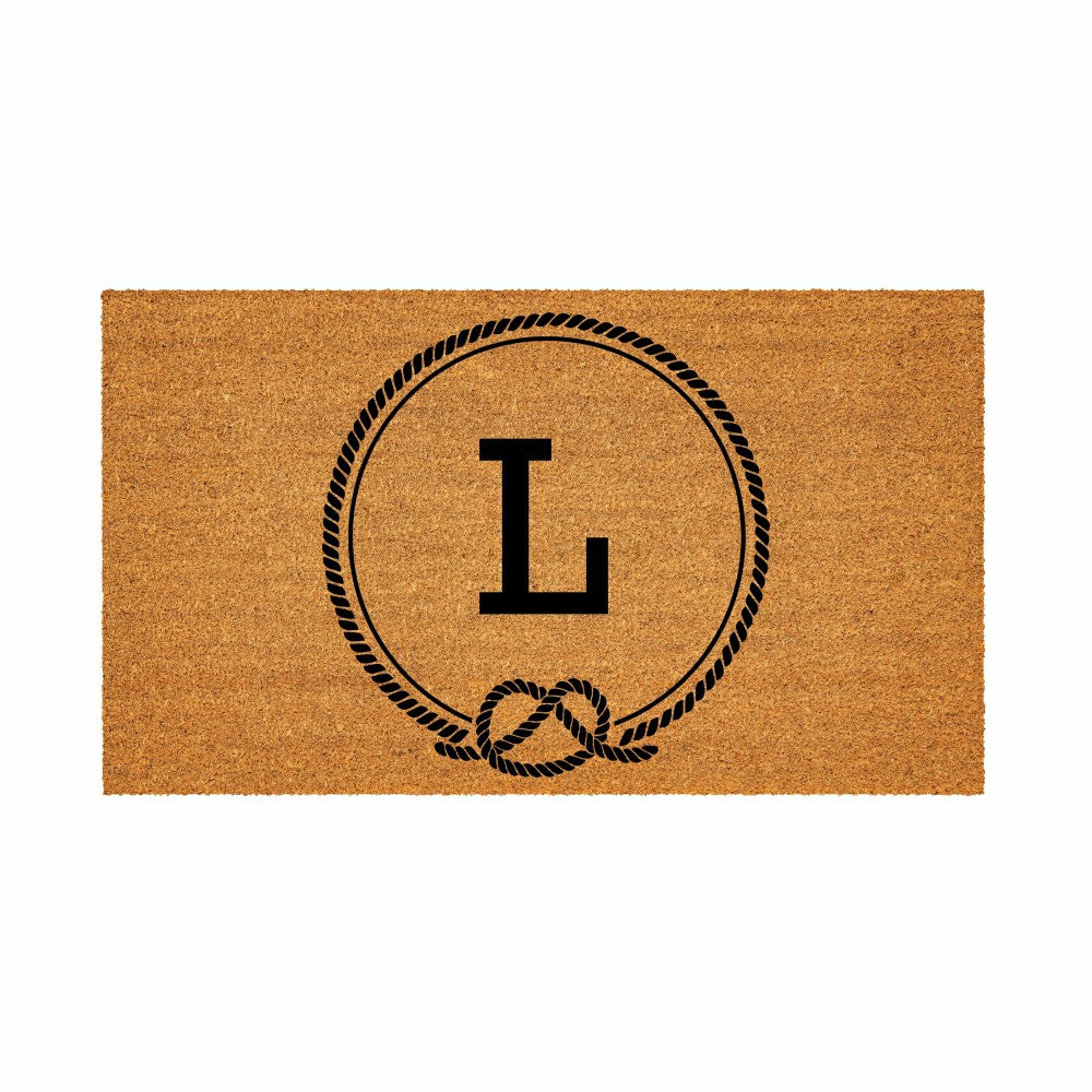 Coastal Coir Mat Nautical Monogram 28x16" | Plow & Hearth