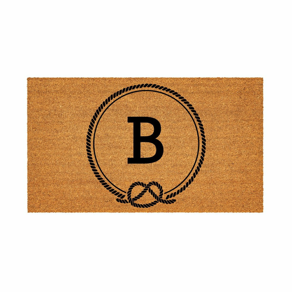 Coastal Coir Mat Nautical Monogram 28x16" | Plow & Hearth