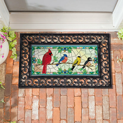 Stained Glass Songbirds Sassafras Switch Mat | Plow & Hearth