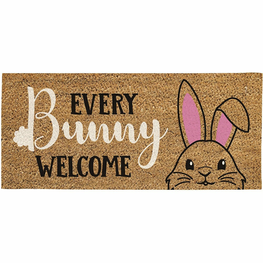 Every Bunny Welcome Flocked Sassafras Coir Switch Mat | Plow & Hearth