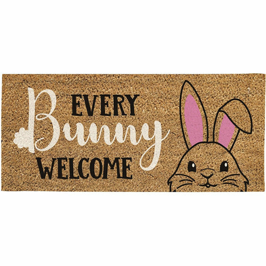 Every Bunny Welcome Flocked Sassafras Coir Switch Mat | Plow & Hearth