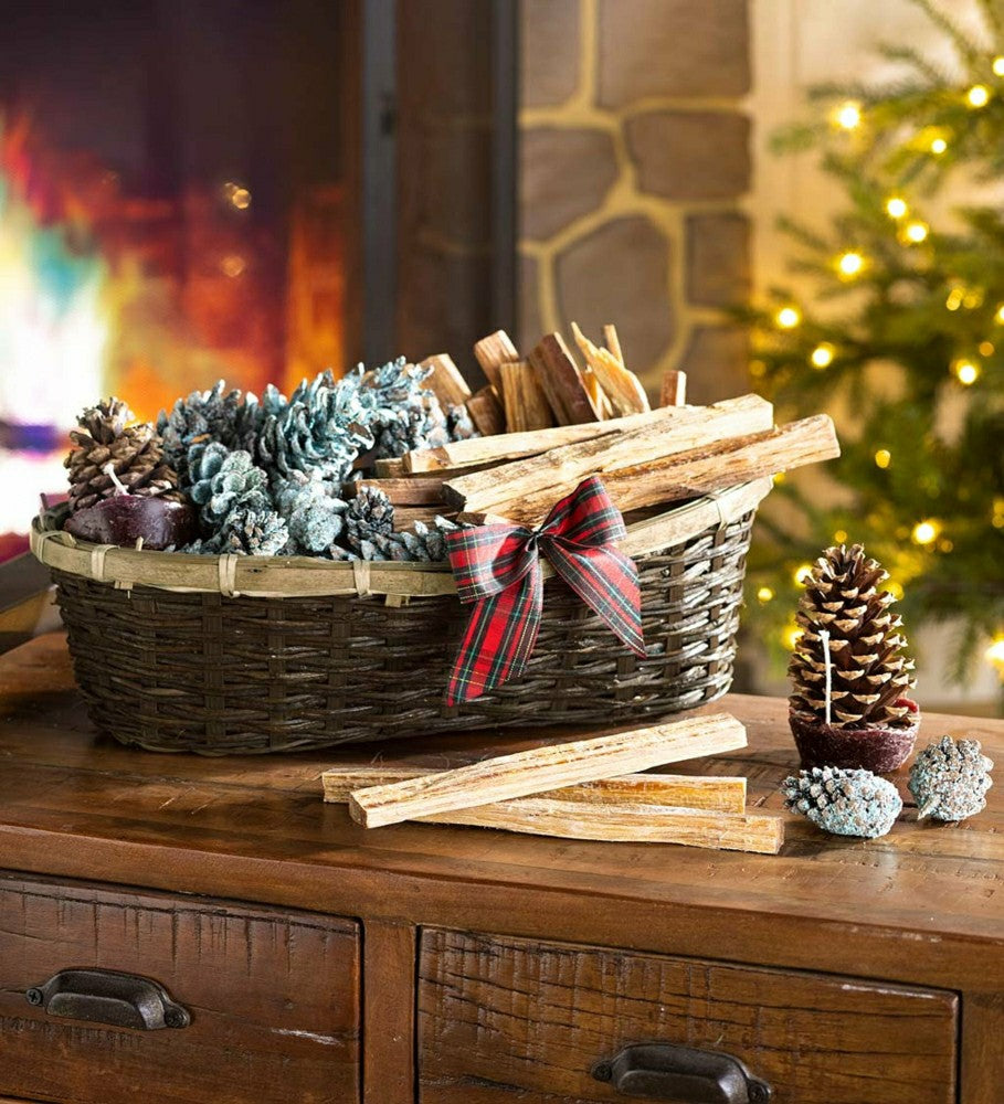 Fire Starter Holiday Gift Basket with Fatwood, Color Cones and Wax Con | Plow & Hearth