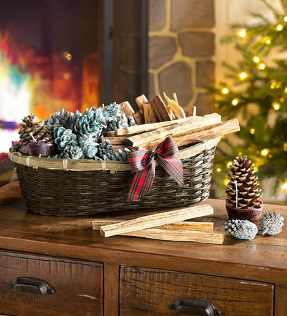 Fire Starter Holiday Gift Basket with Fatwood, Color Cones and Wax Con | Plow & Hearth