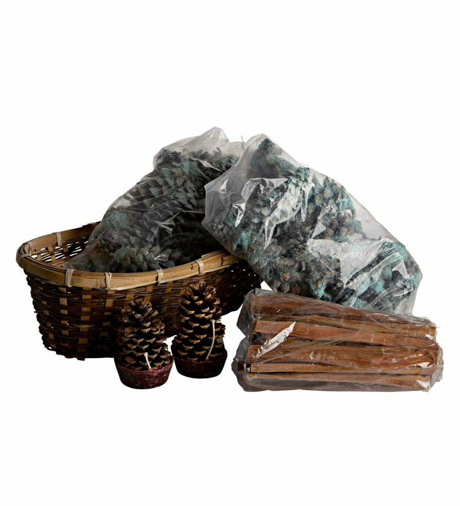 Fire Starter Holiday Gift Basket with Fatwood, Color Cones and Wax Con | Plow & Hearth