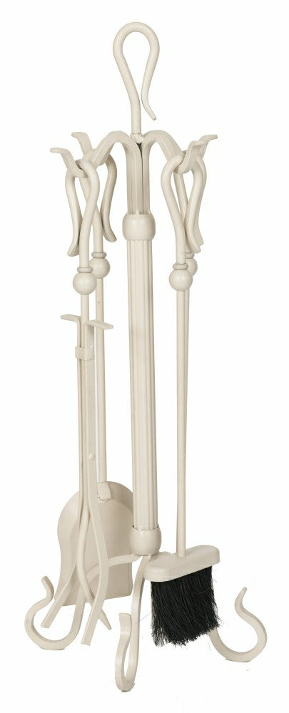 5 Piece Fireplace Tool Set, White Design | Plow & Hearth